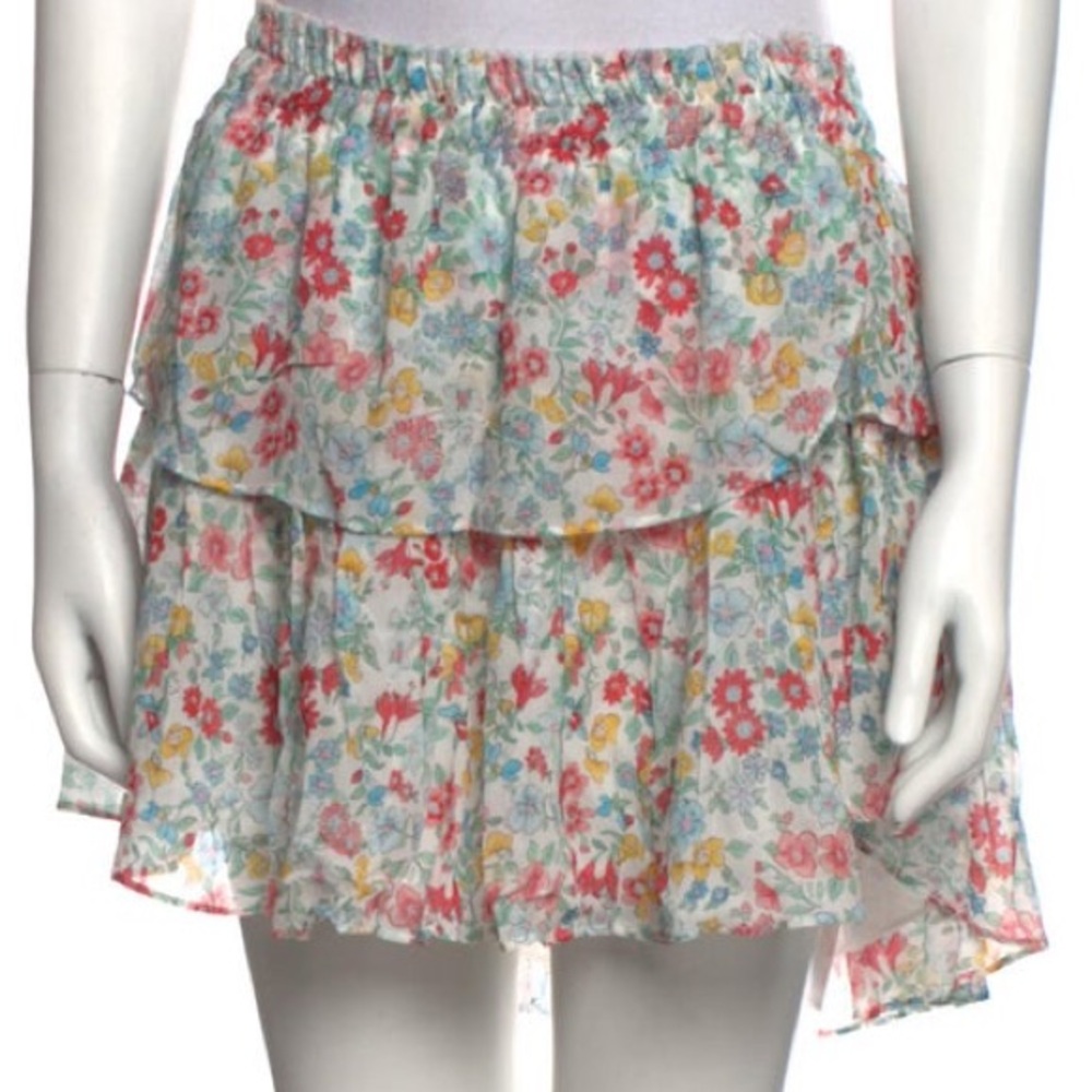 LoveShackFancy Floral Tiered Ruffle skirt size x-small